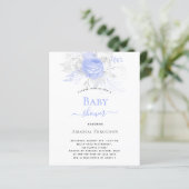 Baby shower blauwe zilverwitte flora (Staand voorkant)