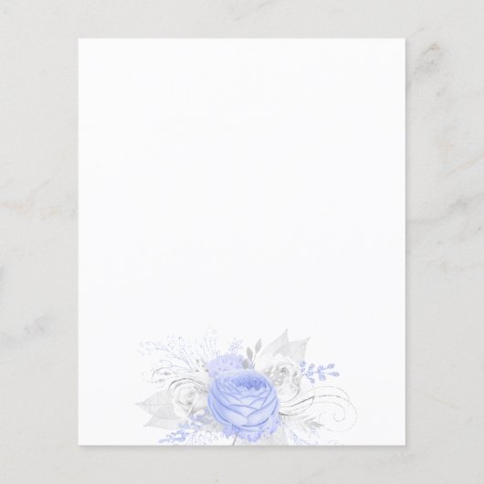 Baby shower blauwe zilverwitte flora (Achterkant)