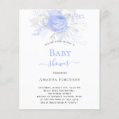 Baby shower blauwe zilverwitte flora (Voorkant)