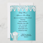  Baby shower Blauwgroen Baby Teacup kant Kaart (Achterkant)