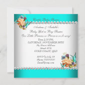 Baby shower Blauwgroen blauwe bloemen Kaart (Achterkant)