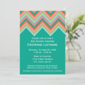 Baby shower blauwgroen en Oranje Chevron Pattern Kaart (Staand voorkant)