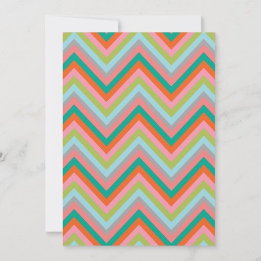 Baby shower blauwgroen en Oranje Chevron Pattern Kaart (Achterkant)