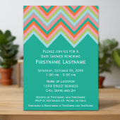 Baby shower blauwgroen en Oranje Chevron Pattern Kaart