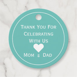 Baby shower Blauwgroen en wit Bedankjes Labels