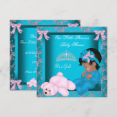 Baby shower Blauwgroen roze Kaart (Voorkant / Achterkant)