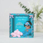Baby shower Blauwgroen roze Kaart (Staand voorkant)