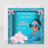 Baby shower Blauwgroen roze Kaart (Voorkant)