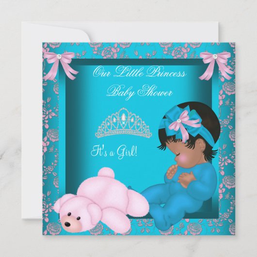 Baby shower Blauwgroen roze Kaart (Voorkant)