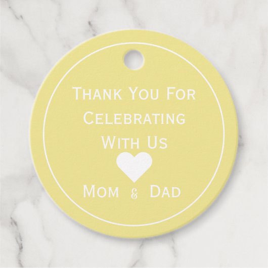 Baby shower Bleek Geel en Wit Bedankjes Labels (Voorkant)