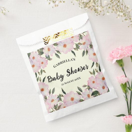 Baby shower Bleke roze witte rozen Wreatindesign Bedankzakje (Gezegeld)