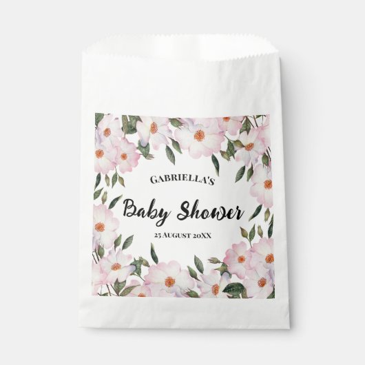 Baby shower Bleke roze witte rozen Wreatindesign Bedankzakje (Voorkant)