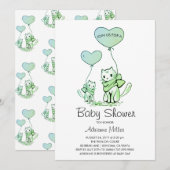 Baby shower blikken en ballonnen, geïllustreerd kaart (Voorkant / Achterkant)