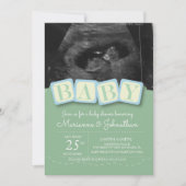 Baby shower Blocks Jongen Pset Ultrasound Foto Inv Kaart (Voorkant)