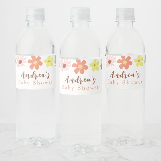 Baby shower Bloem water flesetiket Waterfles Etiket (Flessen)