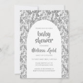 BABY SHOWER Bloemboog Grijs Bloempatroon AANPASBAA Kaart (Voorkant)