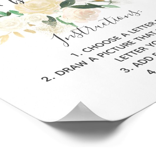 Baby shower bloemen alfabet Pagina Activiteitentek Poster (Hoek)