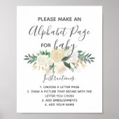 Baby shower bloemen alfabet Pagina Activiteitentek Poster (Voorkant)