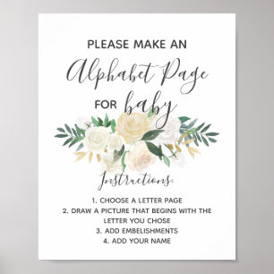 Baby shower bloemen alfabet Pagina Activiteitentek Poster