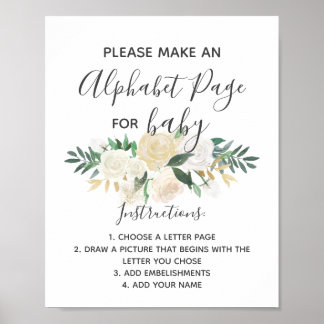 Baby shower bloemen alfabet Pagina Activiteitentek Poster