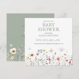 BABY SHOWER, BLOEMEN, BOTANISCH BABY SHOWER KAART