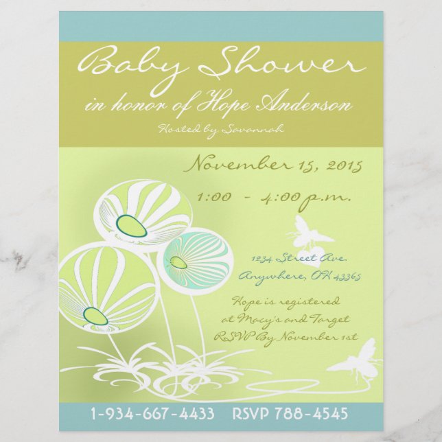 Baby Shower Bloemen en Bijen Flyer (Voorkant)
