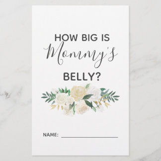 Baby shower bloemen Hoe groot is mama's Belly Game