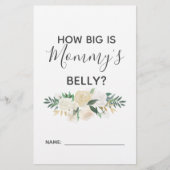 Baby shower bloemen Hoe groot is mama's Belly Game (Voorkant)