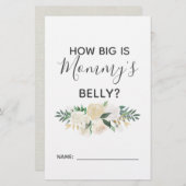 Baby shower bloemen Hoe groot is mama's Belly Game (Voorkant / Achterkant)