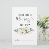 Baby shower bloemen Hoe groot is mama's Belly Game (Staand voorkant)