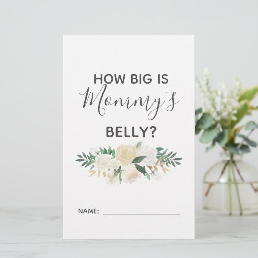Baby shower bloemen Hoe groot is mama's Belly Game (Staand voorkant)
