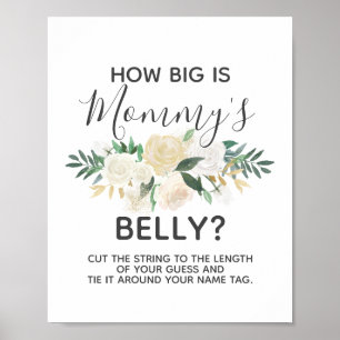 Baby shower bloemen Hoe groot is mama's Belly Game Poster