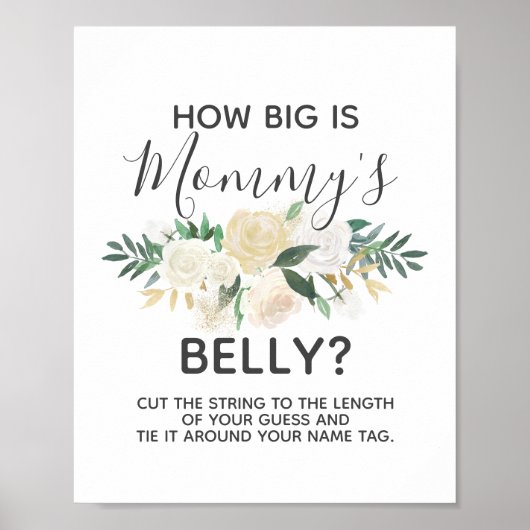 Baby shower bloemen Hoe groot is mama's Belly Game Poster (Voorkant)