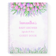Baby Shower Bloemen Lavendel Roze Tulpen Gastboek