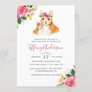 Baby shower Bloemen Lief Mam En Baby Kat Kaart
