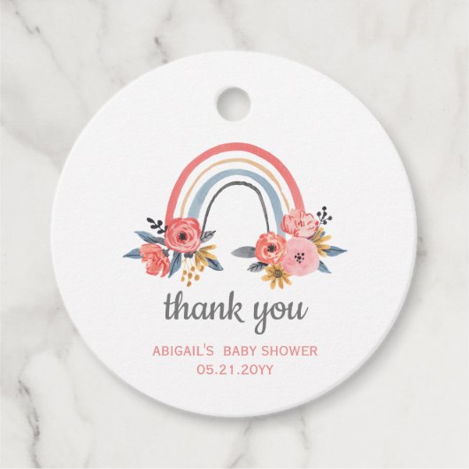 Baby shower Bloemen Regenboog Dank u Favor Bedankjes Labels (Voorkant)
