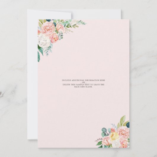 Baby shower Bloemen Roos Goud Roze Blush Typografi Kaart (Achterkant)