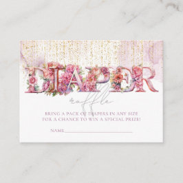 Baby shower Bloemen Roze Letters Luierloterij Informatiekaartje