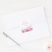 Baby shower Bloemen Rozen Waterverf Kunst Elegant Vierkante Sticker (Envelop)