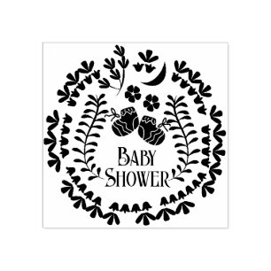Baby shower Bloemen Rubber Stamp Rubberstempel