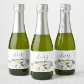 Baby shower Bloemen Sparkling Wijnetiket (Flessen)