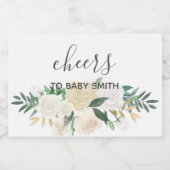 Baby shower Bloemen Sparkling Wijnetiket (Enkel label)