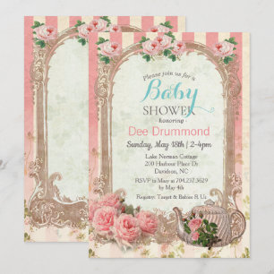  Baby shower Bloemen Thee Uitnodiging