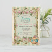  Baby shower Bloemen Thee Uitnodiging (Staand voorkant)