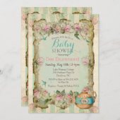  Baby shower Bloemen Thee Uitnodiging (Voorkant / Achterkant)