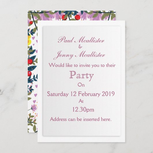 Baby Shower Bloemen Uitnodiging (Voorkant / Achterkant)