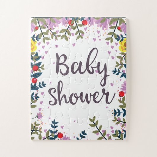 Baby Shower Bloemen Uitnodiging Legpuzzel (Verticaal)
