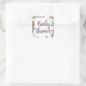 Baby Shower Bloemen Uitnodiging Vierkante Sticker (Tas)