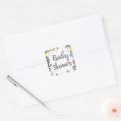 Baby Shower Bloemen Uitnodiging Vierkante Sticker (Envelop)