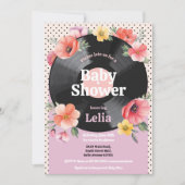 Baby shower Bloemen Zomer Record Music Party Kaart (Voorkant)